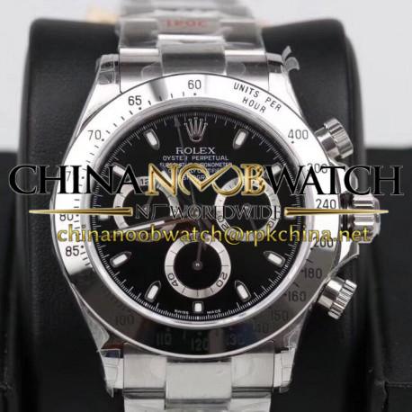 Replica Rolex Daytona Cosmograph 116520 GM Stainless Steel 904L Black Dial Swiss 4130 Run 6@SEC