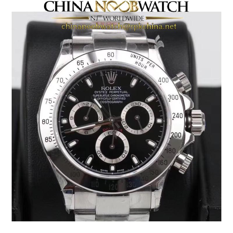 Replica Rolex Daytona Cosmograph 116520 GM Stainless Steel 904L Black Dial Swiss 4130 Run 6@SEC