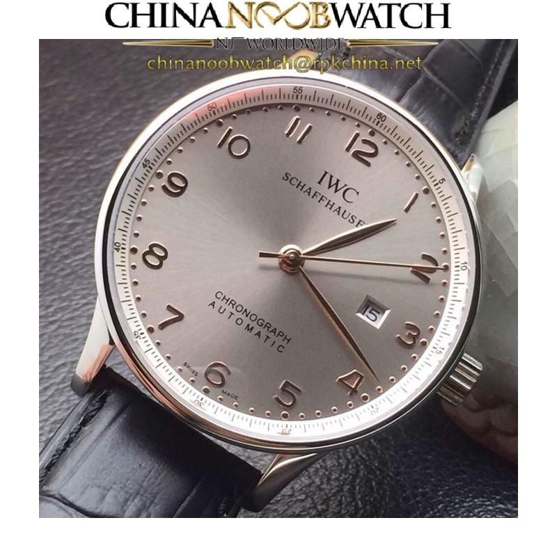 Replica IWC Portuguese Stainless Steel Gray Dial Rose Gold Markers Swiss IWC 89000