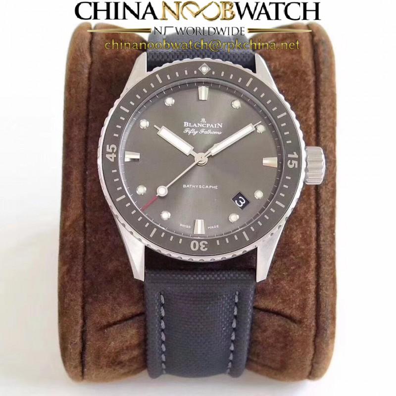 Replica Blancpain Fifty Fathoms Bathyscaphe 5000-1110-B52A ZF Stainless Steel Shiny Black Dial Swiss 1315