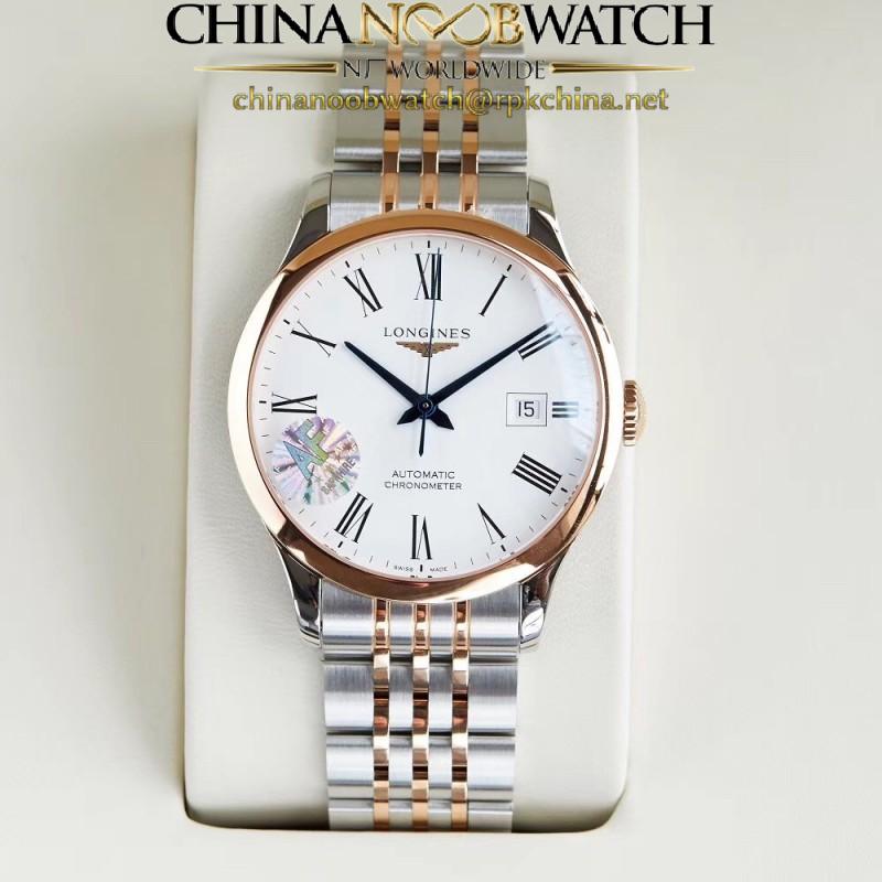 Replica Longines Record L2.821.4.11.6 AF Stainless Steel & Rose Gold White Dial Swiss L888.4