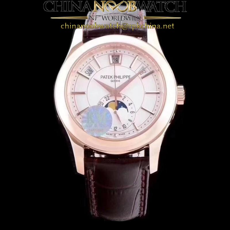 Replica Patek Philippe Annual Calendar 5205R-001 KM Rose Gold White Dial Swiss 324SQALU 24H/206