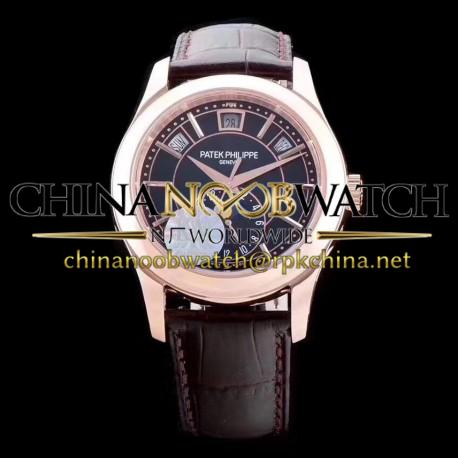 Replica Patek Philippe Annual Calendar 5205R-010 KM Rose Gold Black Dial Swiss 324SQALU 24H/206