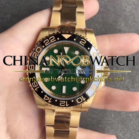 Replica Rolex GMT-Master II 116718LN EW Yellow Gold Green Dial Swiss 2836-2