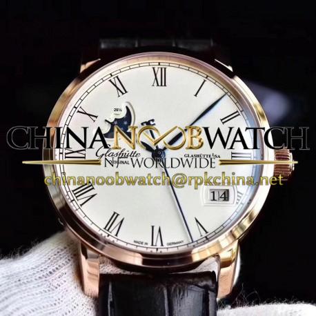 Replica Glashutte Senator Panorama Date Moon Phase 100-04-32-15-04 GF Rose Gold White Dial Swiss 100-04