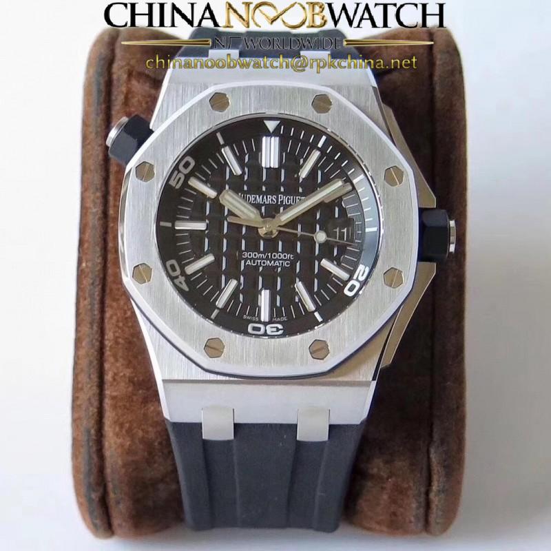 Replica Audemars Piguet Royal Oak Offshore Diver 15710ST.OO.A002CA.01 JF V9 Stainless Steel Black Dial Swiss 3120