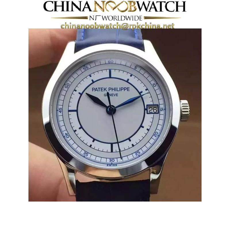 Replica Patek Philippe Calatrava 5296 Stainless Steel White & Blue Dial Swiss 324SC