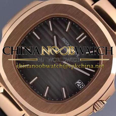 Replica Patek Philippe Nautilus Jumbo 5711 Rose Gold Gray Dial Swiss 2824