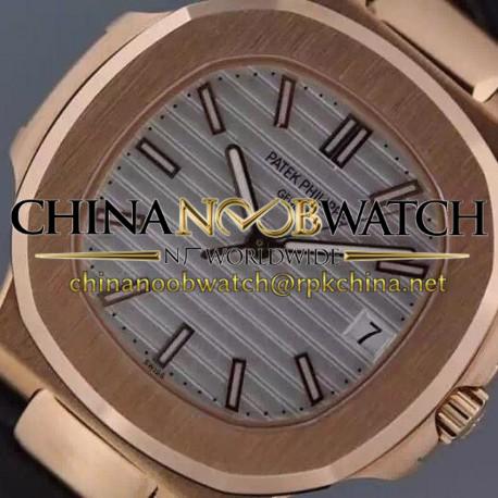 Replica Patek Philippe Nautilus Jumbo 5711 Rose Gold White Dial Swiss 2824