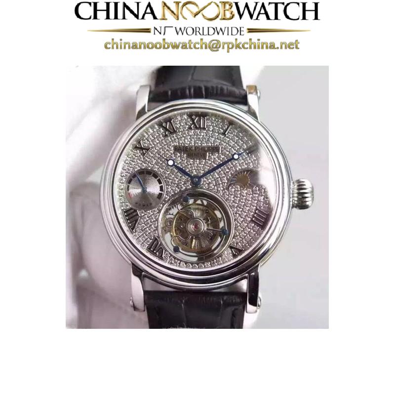 Replica Patek Philippe Tourbillon Moonphase Power Reserve Stainless Steel Diamonds Dial Swiss Tourbillon