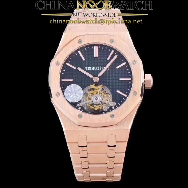 Replica Audemars Piguet Royal Oak Tourbillon Extra Thin 26522 JF Rose Gold Black Dial Swiss Tourbillon