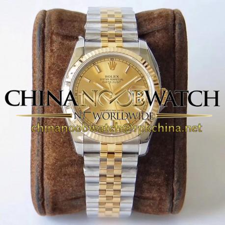 Replica Rolex Datejust 36MM 116233 AR V2 Stainless Steel & Yellow Gold Champagne Dial Swiss 3135