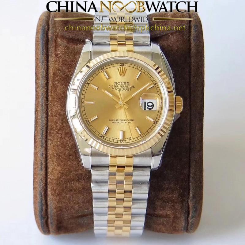 Replica Rolex Datejust 36MM 116233 AR V2 Stainless Steel & Yellow Gold Champagne Dial Swiss 3135