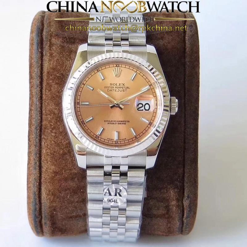 Replica Rolex Datejust 36MM 116234 AR V2 Stainless Steel 904L Rose Gold Dial Swiss 3135