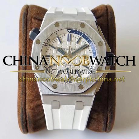 Replica Audemars Piguet Royal Oak Offshore Diver 15710ST.OO.A010CA.01 JF V8 Stainless Steel White Dial Swiss 3120