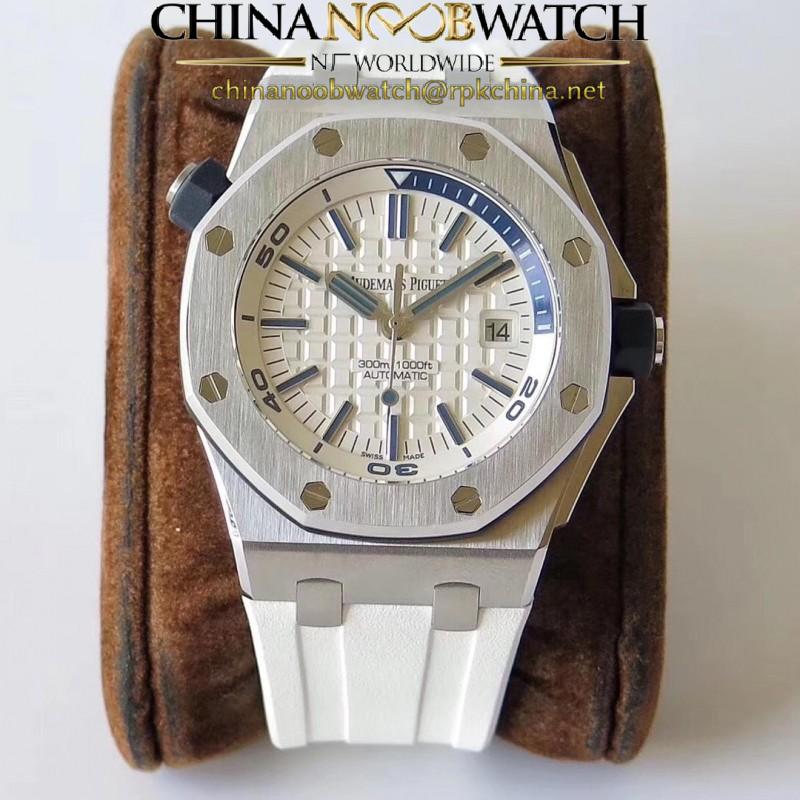 Replica Audemars Piguet Royal Oak Offshore Diver 15710ST.OO.A010CA.01 JF V8 Stainless Steel White Dial Swiss 3120