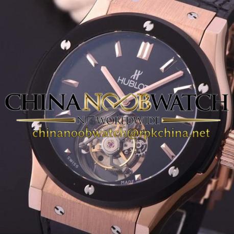 Replica Hublot Classic Fusion Tourbillon Rose Gold Black Dial Swiss Tourbillon