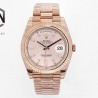 Day-Date 40mm EWF Rose Gold Pink Dial Diamond Markers Swiss 2836