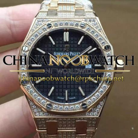 Replica Audemars Piguet Royal Oak 67651 Ladies Rose Gold & Diamonds Black Dial Swiss Quartz 2713