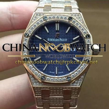 Replica Audemars Piguet Royal Oak 67651 Ladies Rose Gold & Diamonds Blue Dial Swiss Quartz 2713