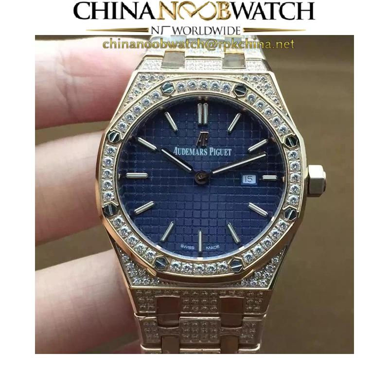 Replica Audemars Piguet Royal Oak 67651 Ladies Rose Gold & Diamonds Blue Dial Swiss Quartz 2713