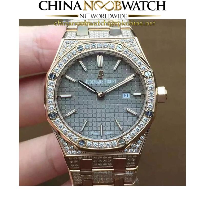 Replica Audemars Piguet Royal Oak 67651 Ladies Rose Gold & Diamonds Gray Dial Swiss Quartz 2713