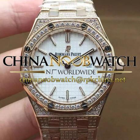 Replica Audemars Piguet Royal Oak 67651 Ladies Rose Gold & Diamonds White Dial Swiss Quartz 2713