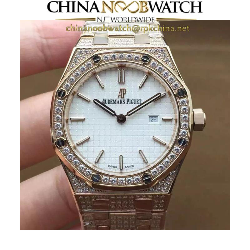 Replica Audemars Piguet Royal Oak 67651 Ladies Rose Gold & Diamonds White Dial Swiss Quartz 2713