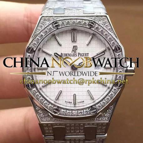 Replica Audemars Piguet Royal Oak 67651 Ladies Stainless Steel & Diamonds White Dial Swiss Quartz 2713