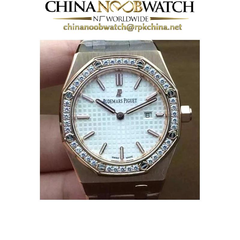 Replica Audemars Piguet Royal Oak 67651 Ladies Rose Gold White Diamonds Bezel Dial Swiss Quartz 2713