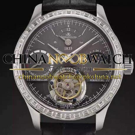 Replica Jaeger-LeCoultre Master Grande Tradition Tourbillon Stainless Steel & Diamonds Black Dial Swiss Tourbillon