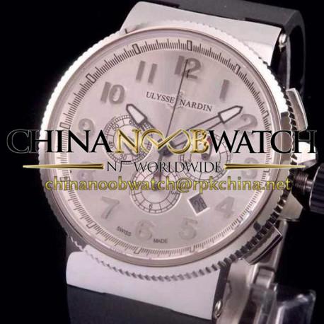 Replica Ulysse Nardin Marine Chronograph Stainless Steel Arabian Numbers White Dial Swiss 7750