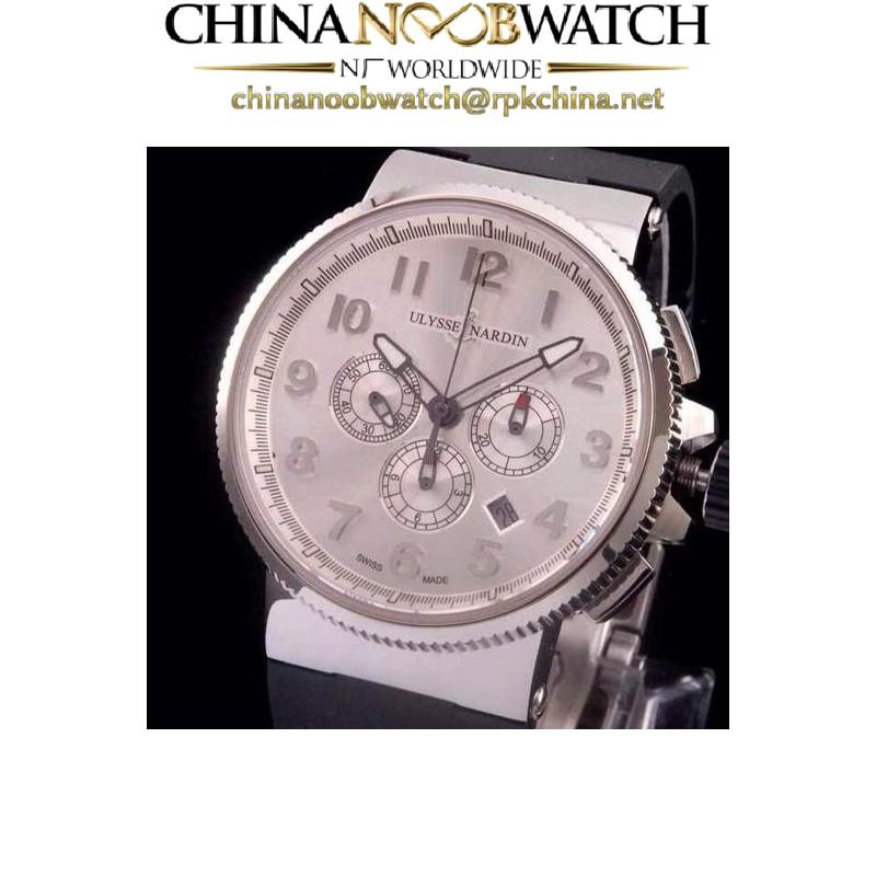 Replica Ulysse Nardin Marine Chronograph Stainless Steel Arabian Numbers White Dial Swiss 7750