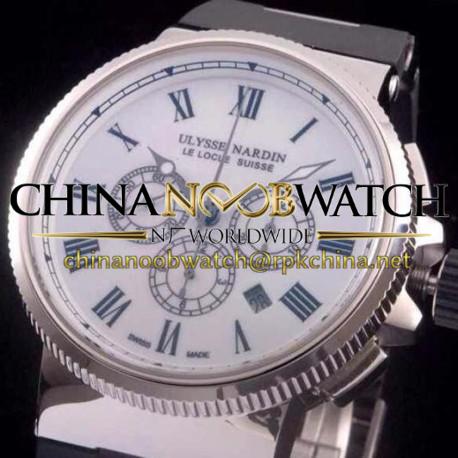 Replica Ulysse Nardin Marine Chronograph Stainless Steel Roman Numbers White Dial Swiss 7750