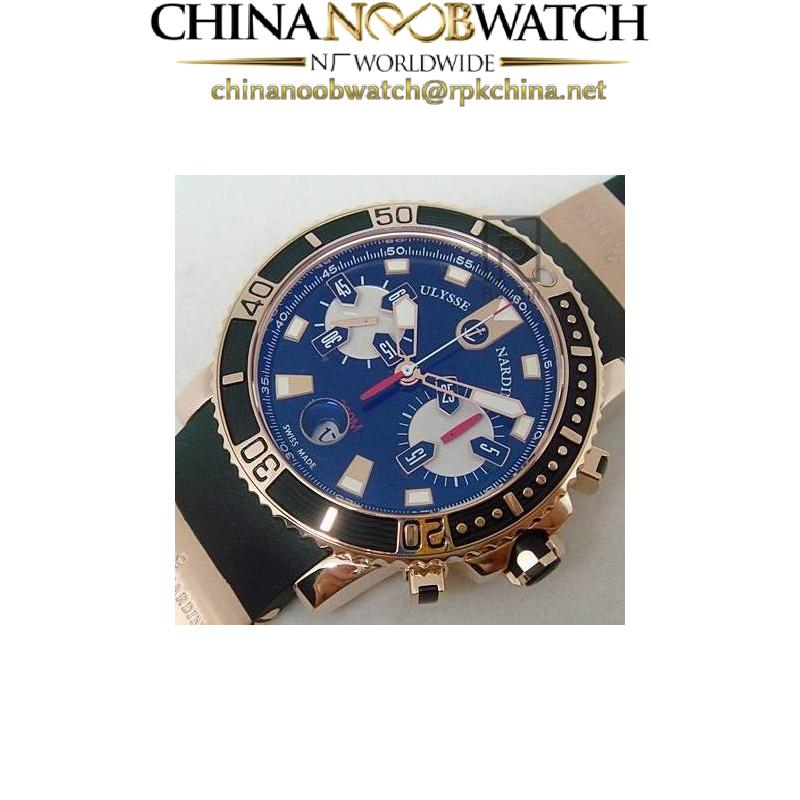 Replica Ulysse Nardin Maxi Marine Diver Chronograph Rose Gold Black Dial Swiss 7750