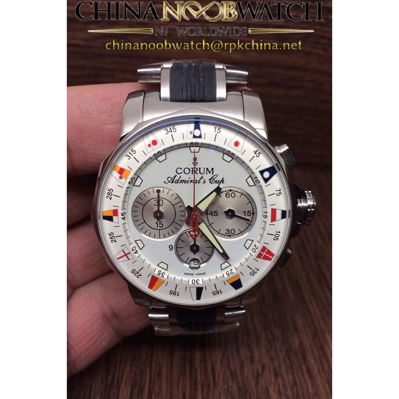 Replica Corum Admiral Cup Chronograph Stainless Steel White Dial Swiss 7750