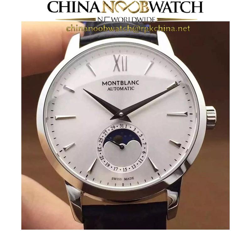 Replica Montblanc Meisterstuck Heritage Moonphase Stainless Steel Stainless Steel Markers White Dial Swiss 2914