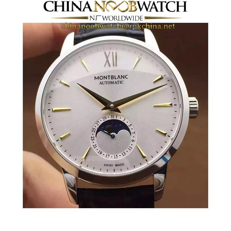 Replica Montblanc Meisterstuck Heritage Moonphase Stainless Steel Yellow Gold Markers White Dial Swiss 2914