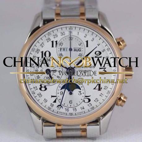 Replica Longines Conquest Classic Chronograph Moonphase Stainless Steel & Rose Gold White Dial Swiss 7751