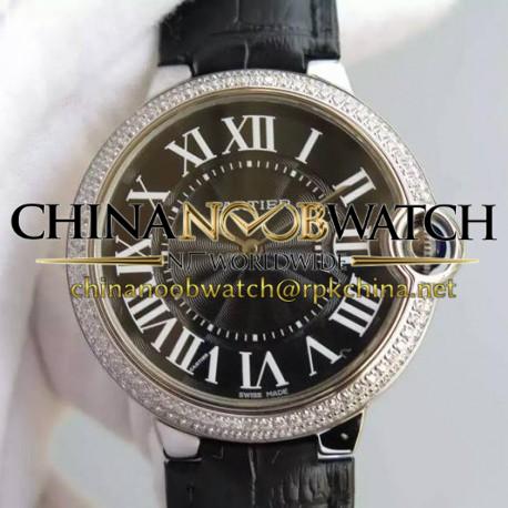 Replica Cartier Ballon Bleu Stainless Steel & Diamonds Black Dial Swiss 2836-2