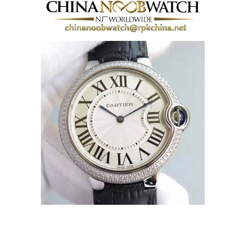 Replica Cartier Ballon Bleu Stainless Steel & Diamonds White Dial Swiss 2836-2