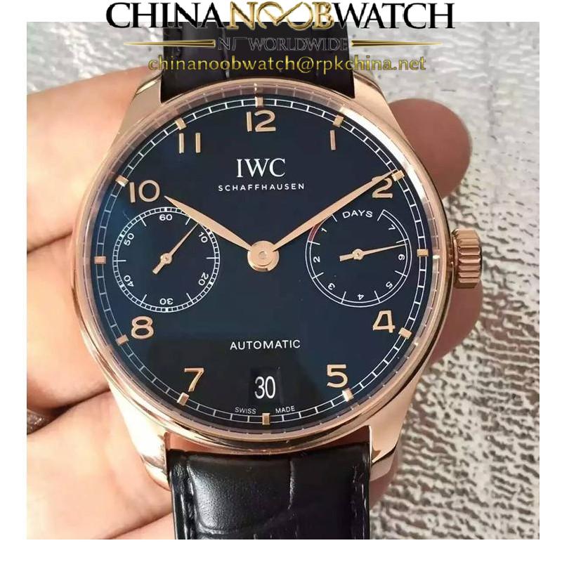 Replica IWC Portuguese IW500701 Rose Gold Black Dial Swiss 52010