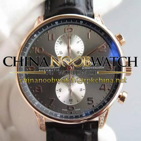 Replica IWC Portuguese Chronograph Rose Gold & Diamonds Gray & Silver Dial Swiss 7750