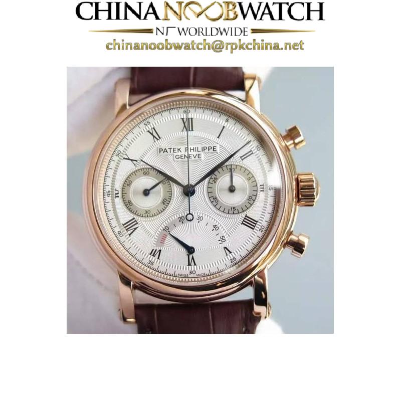 Replica Patek Philippe Calatrava Chronograph Power Reserve Rose Gold White Dial Swiss Lemania