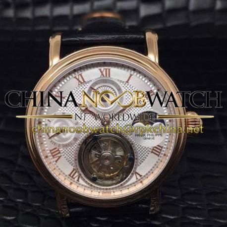 Replica Patek Philippe Tourbillon Moonphase 24H Power Reserve Rose Gold White Dial Swiss Tourbillon