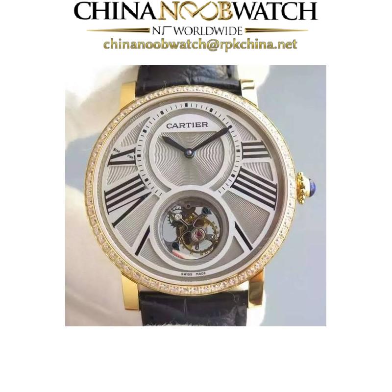 Replica Cartier Rotonde Tourbillon Yellow Gold & Diamonds White Dial Swiss Tourbillon