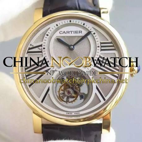 Replica Cartier Rotonde Tourbillon Yellow Gold White Dial Swiss Tourbillon