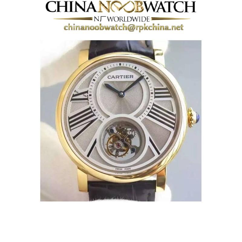 Replica Cartier Rotonde Tourbillon Yellow Gold White Dial Swiss Tourbillon