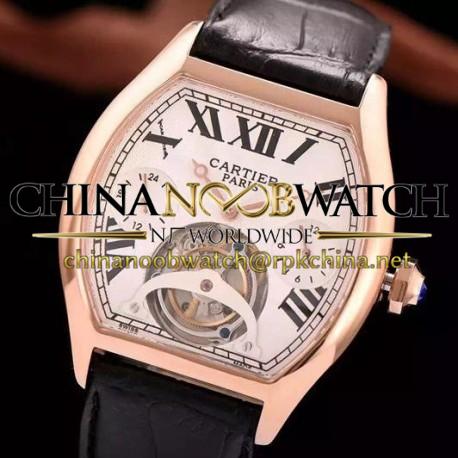 Replica Cartier Tortue Tourbillon Rose Gold White Dial Swiss Tourbillon