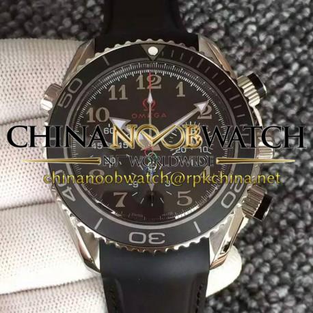 Replica Omega Seamaster Planet Ocean Chronograph Olympics Stainless Steel Black Dial Black Rubber Strap Swiss 7750